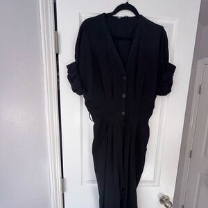 Zara Black Button-Up Jumpsuit